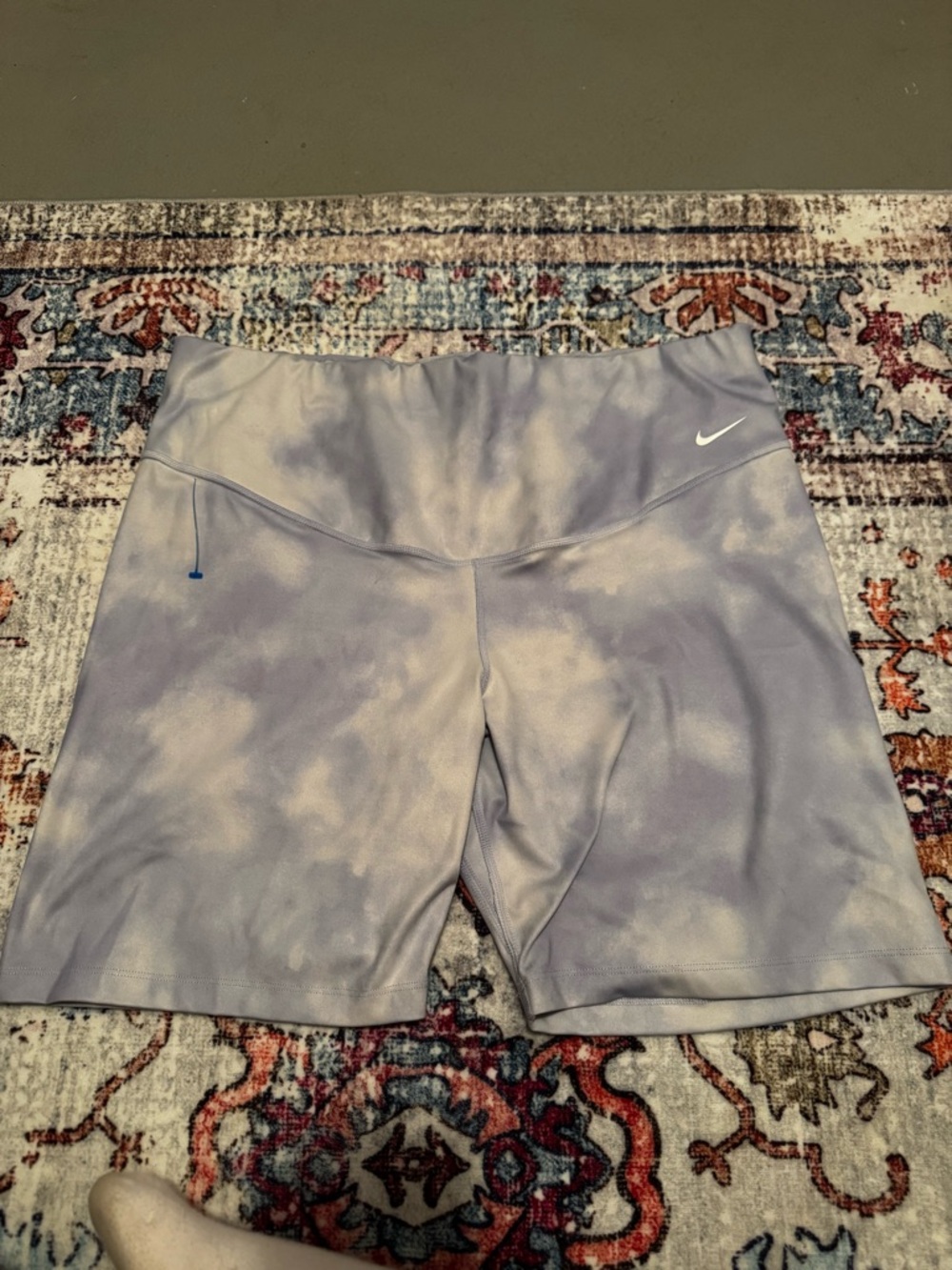Nike Women's Lavender Tie-Dye High-Rise Bike Shorts with Swoosh